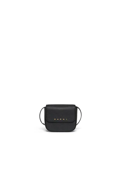 Marni Kids' Punk Crossbody Bag With Front Flap In Black