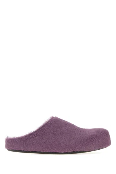 Marni Purple Calf Hair Fussbett Slippers