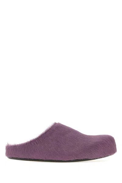 Marni Purple Calf Hair Fussbett Slippers