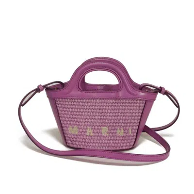 Pre-owned Marni Purple Cotton Leather Handbag Shoulder Bag ()