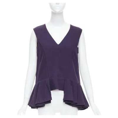 Pre-owned Marni Purple Cotton Silk Vneck Peplum Hi Low Tunic Top It40 S