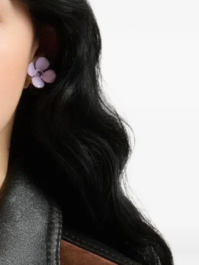 Marni Purple Enamel Daisy Stud Earrings In Pink