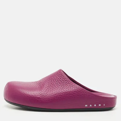 Marni Purple Leather Fussbett Sabot Mules