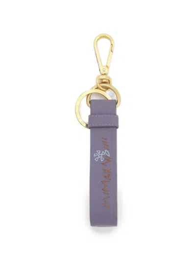 Marni Purple Leather Keyring With  Mending