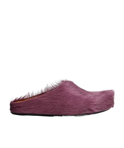 Marni Purple Long Hair Calfskin Fussbett Sabot