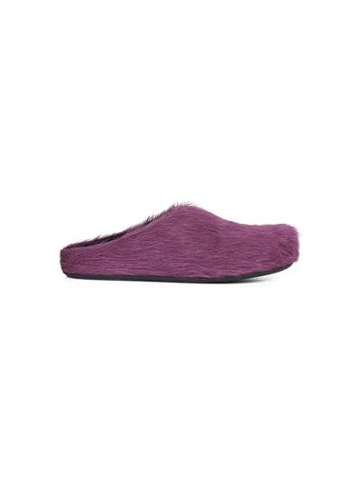 MARNI PURPLE LONG HAIR CALFSKIN FUSSBETT SABOT