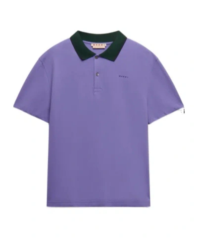 Marni Purple Piqué Polo Shirt With Contrast Trims