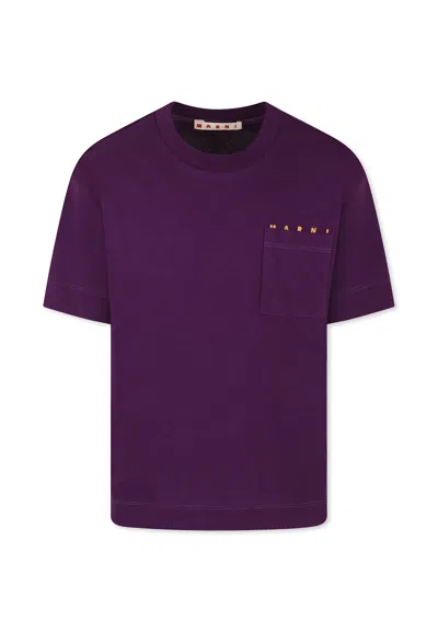 Marni Purple T-shirt For Kids With Logo In Violet