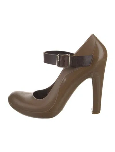 Pre-owned Marni Pvc Leather Trim Embellishment Pumps In Brown
