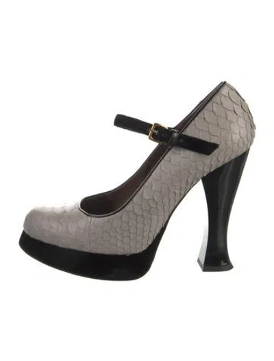 Pre-owned Marni Python Colorblock Pattern Pumps In Gray