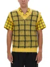 Marni Check Mohair-blend Vest In Yellow