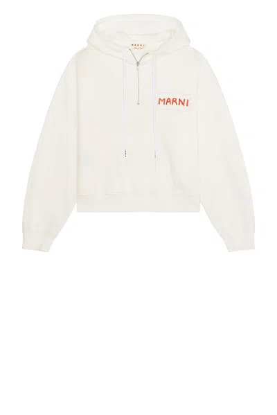 Marni Quarter Zip Sweatshirt In Natural White