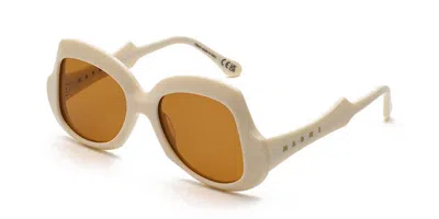 Marni Quelyfish Cream Kho Men's Sunglasses White Size 54 In Neutral