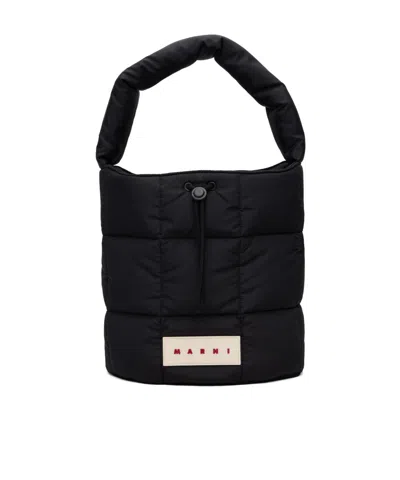 Marni Quilted Bucket Bag In Black