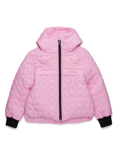 Marni Kids' Quilted Hoodie Puffer Jacket In Pink