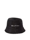 Marni Raffia Bucket Hat With Logo Embroidery