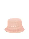 MARNI RAFFIA BUCKET HAT WITH LOGO EMBROIDERY HATS PINK