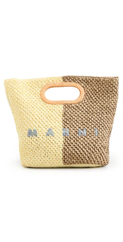 Marni Raffia Clutch Carrot/shadow/pompeii/vanilla