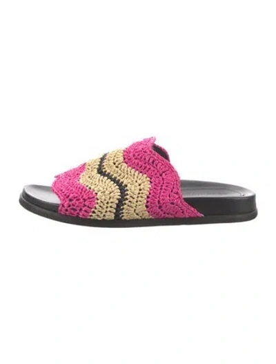Pre-owned Marni Raffia Colorblock Pattern Mules In Multi