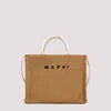 Marni Large Canvas-trimmed Embroidered Raffia Tote