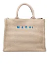 Marni Ivory Raffia Shopping Bag In White