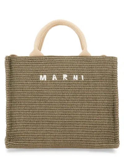 MARNI MARNI RAFFIA EFFECT FABRIC SMALL TOTE BAG