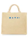 Marni Raffia Effect Fabric Small Tote Bag In Beige