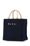 Marni Navy Blue Logo-lettering Raffia Tote Bag