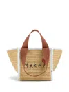 Marni Logo-embroidered Woven Tote Bag In Brown