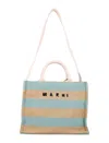 Marni Women's Raffia-effect Small Tote Bag In Raw Sienna + Pale Mint
