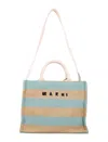Marni Women's Raffia-effect Small Tote Bag In Raw Sienna + Pale Mint