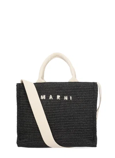 Marni Raffia Hand Bag In Black