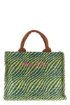 Marni Wavy Raffia-effect Small Tote Bags In Multi