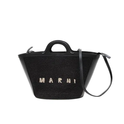 Pre-owned Marni Raffia Leather Handbag () In Black