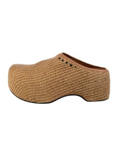 Pre-owned Marni Raffia Mules In Neutral