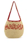Marni Woven Shoulder Bag With Rounded Shape In Brown