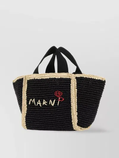 Marni Raffia Shopping Bag Contrast Stitching