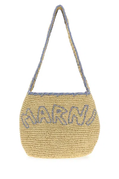 Marni Raffia Shopping Bag In Nude