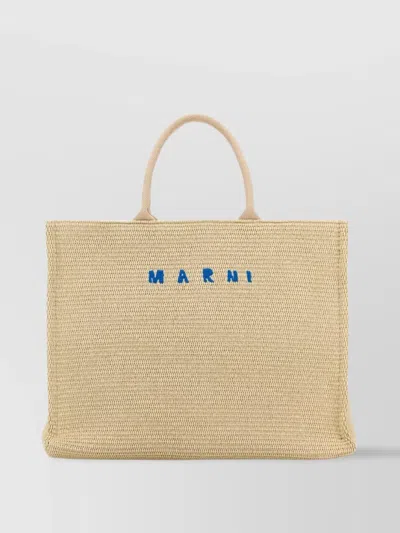 MARNI RAFFIA SHOPPING BAG TOP HANDLES