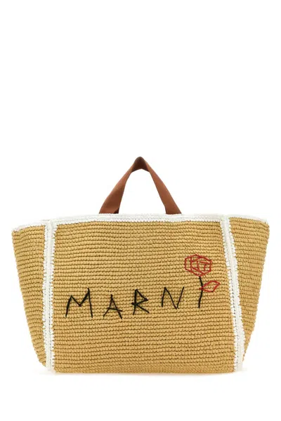 Marni Raffia Shopping Bag In Brown
