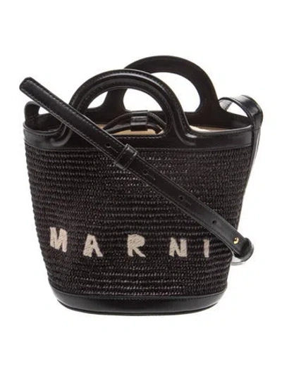 Pre-owned Marni Raffia Shoulder Bag In Black