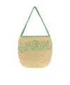 Marni Large Logo-embroidered Raffia Tote Bag In Neutral