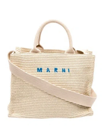 Pre-owned Marni Raffia Shoulder Bag In Neutral