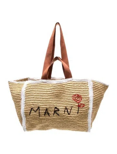 Pre-owned Marni Raffia Shoulder Bag In Neutral