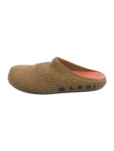 Pre-owned Marni Raffia Slides In Neutral