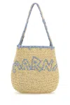 Marni Raffia Small Nassa Shoulder Bag In Neutral