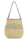 Marni Raffia Small Nassa Shoulder Bag In Neutral