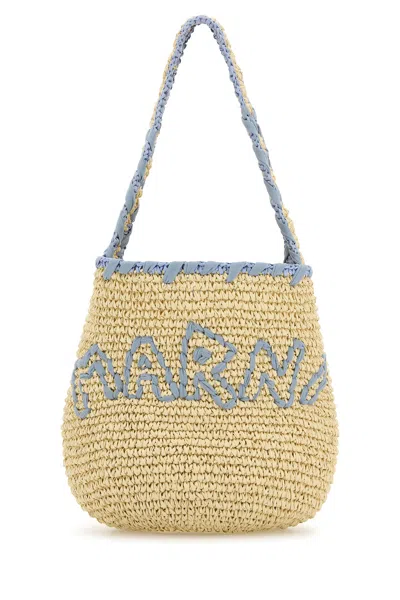 Marni Raffia Small Nassa Shoulder Bag In Brown