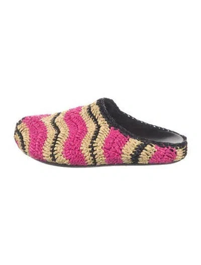 Pre-owned Marni Raffia Striped Mules In Purple