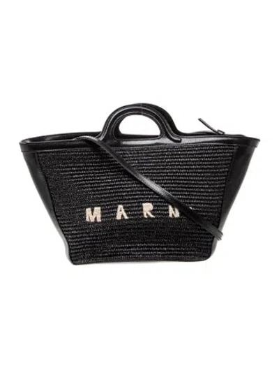 Pre-owned Marni Raffia Top Handle Bag In Black